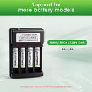 Delipow 4‑Bay High Speed Charger Compatible with AA and AAA NiMH/NiCD
