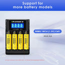 Delipow 4-Bay LCD Charger Compatible Battery Types AA AAA NiMH NiCD