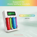 Delipow 4 Bay LCD Charger Compatible with AA and AAA NiMH/Ni-CD Rechargeable Batteries