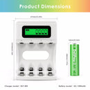 Delipow AA 1300mAh Battery and 4 Bay LCD Charger Dimensions