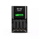 Delipow 4 Bay AA AAA Battery Charger with LCD Display, High-Speed USB Charging, Independent Slots for NiMH/Ni-CD