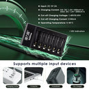Delipow 6‑Bay Charger with USB Power and Smart Current Selection