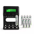 Delipow 8 Pack AAA NiMH Rechargeable Batteries 1100mAh with Individual 4 Bay LCD AA AAA Charger Main Image