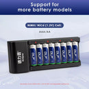 Delipow 8‑bay charger compatible with AA and AAA NiMH NiCD 1.2V rechargeable batteries