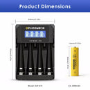 Dimensions of Delipow AA Battery and 4‑Bay Charger