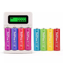 Delipow 4 Bay LCD Smart Charger with AA 1300mAh NiMH Rechargeable Batteries