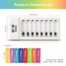 Delipow AA 1300mAh Battery and Charger Dimensions Size Chart