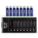 Delipow 8 Bay Smart LCD Battery Charger Kit with 8 Pack AA 3300mAh 1.2V NiMH High Capacity Rechargeable Batteries