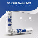 Delipow AA Battery 3300mAh Capacity and 1200 Recharge Cycles Chart