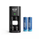 Delipow AA Lithium Rechargeable Batteries 2 Pack 3404mWh 1.5V with Charger - 1500 Cycles
