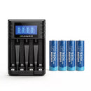 Delipow AA 3404mWh 1.5V Lithium Rechargeable Batteries with AA/AAA LCD Display Charger