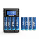Delipow AA 3404mWh 1.5V Lithium Rechargeable Batteries with AA/AAA LCD Display Charger