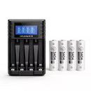 Delipow AA Lithium Rechargeable Batteries 3404mWh 1.5V with Charger - Long Lasting Li-ion