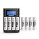Delipow AA Lithium Rechargeable Batteries 3404mWh 1.5V with Charger - Long Lasting Li-ion