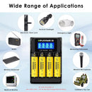 Delipow AA Batteries Charging in 4-Bay Charger and Powering Flashlight