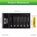 Dimensions of Delipow AA Battery and 6‑Bay Charger
