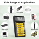 Delipow 6 AA Batteries and 6‑Bay Charger in Home Entertainment Setup