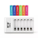 Delipow 6 Bay Charger with 6 Pack AA 1300mAh NiMH Rechargeable Batteries