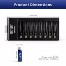 Delipow AA 3300mAh NiMH Battery and 8 Bay Smart LCD Charger Dimensions Size Chart