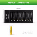 Dimensions of Delipow AA Battery and 8‑Bay Smart Charger