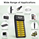 Delipow 8 AA Batteries and 8‑Bay Charger Powering Home and Office Devices