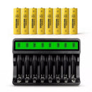 Delipow 8‑Bay LCD Display Charger with 8 AA 3300mAh Low Self Discharge Batteries