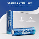 Delipow AA 920mAh 1.5V Capacity and 1200 Recharge Cycles Chart