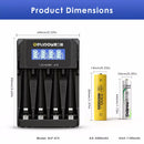 Size Chart of Delipow AA, AAA Batteries and 4‑Bay Charger