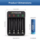 Delipow AA 3404mWh Lithium Battery and Smart Charger Size Chart