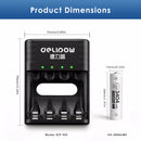Delipow AA 3404mWh Lithium Battery and Smart Charger Dimensions