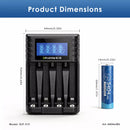 Delipow AA 3404mWh Lithium Battery and 4 Bay LCD Charger Dimensions