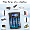 Delipow AA Lithium Batteries and LCD Charger Powering Toys, Keyboard, and Doorbell