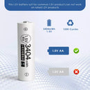 Delipow AA Long Lasting Lithium Button Top Rechargeable Battery - 3404mWh 1.5V