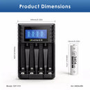 Delipow AA 3404mWh Lithium Battery and Smart Charger Dimensions