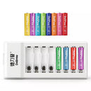 Delipow AAA 1000mAh NiMH Rechargeable Batteries with Individual Slot Charger Kit