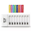 Delipow AAA 1000mAh NiMH Rechargeable Batteries with Individual Slot Charger Kit