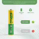 Delipow AAA 1000mAh NiMH Battery Cycle Life Chart 1200 Cycles