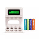 Delipow 4 Bay LCD Charger with AAA 1000mAh NiMH Low Self Discharge Batteries