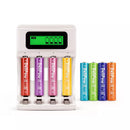 Delipow 4 Bay LCD Charger with AAA 1000mAh NiMH Low Self Discharge Batteries