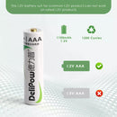 Delipow AAA NiMH Battery Button Top Positive Terminal Close-up 1100mAh Universal Kit