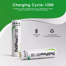 Delipow AAA 1100mAh Capacity and 1200 Recharge Cycles Chart