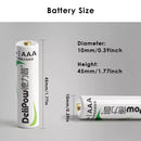 Delipow AAA NiMH Battery Dimension Diagram Standard Size 10.5mm x 44.5mm