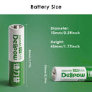 Delipow AAA NiMH Battery Dimension Diagram Standard Size 10.5mm x 44.5mm