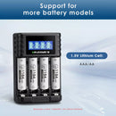 Delipow 4 Bay Charger Compatible with AAA/AA 1.5V Lithium and 1.2V NiMH Batteries