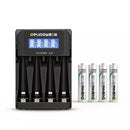 Delipow LCD Display Battery Charger with 4 AAA Rechargeable Batteries