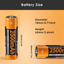 Fenix 2500mAh 18650 Battery Dimension Diagram