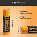 Fenix 3200mAh 18650 Battery Dimension Diagram