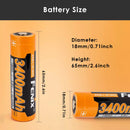 Fenix ARB-L18-3400 18650 Battery Dimension Diagram