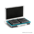 Battery organizer case for 18650 and AA lithium batteries – open lid showing protective foam slots