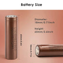 LG HG2 18650 battery dimensions diagram 65mm height 18mm diameter